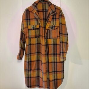Plaid Longline Shirt Jacket, Plaid Shacket, Flannel Jacket